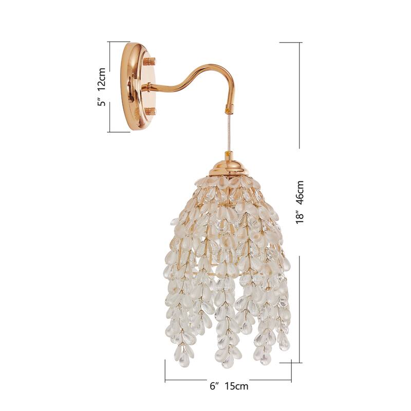 Set of 2 Crystal Grape-Shaped Bead String Wall Sconces ,Elegant Hanging Light Fixture
