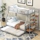 preview thumbnail 2 of 30, Modern Twin over Full Metal Bunk Bed with Trundle & Staircase, Silver