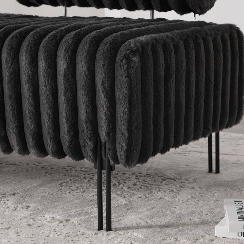 49.6"W Oversized Modern Upholstered Bench Ottoman with Metal Legs