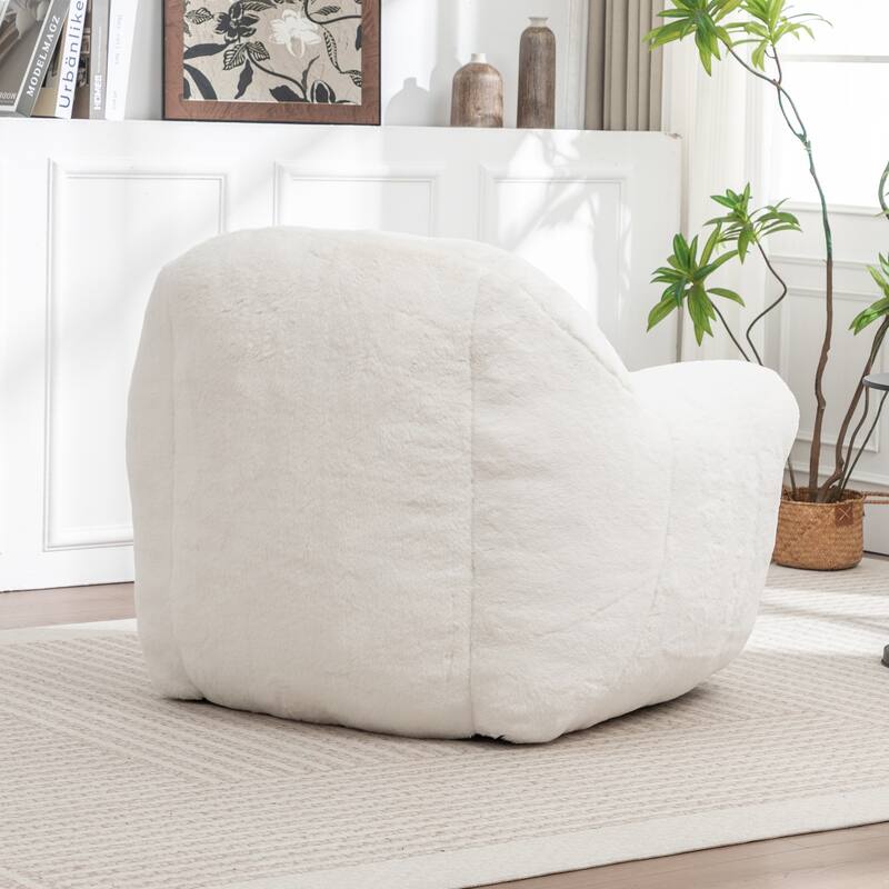 Faux Fur Bean Bag Chair with Back Support & Footstool - Comfy Floor Sofa for Adults & Kids, Living Room, Bedroom (2 Options)