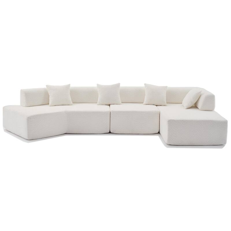 140" L-Shape Cloud Sectional Couch w/ Chaise, Modern Modular Sofa with Deep Seat, Upholstered Couches No Assembly Required