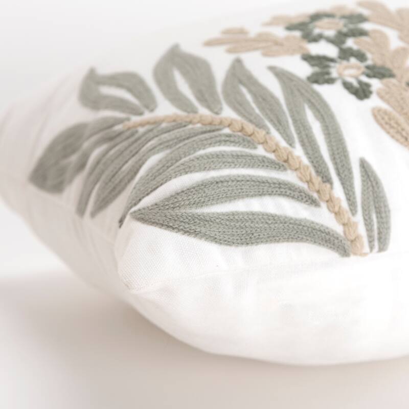 Rizzy Home Boho Botanical Embroidered Throw Pillow Cover Only
