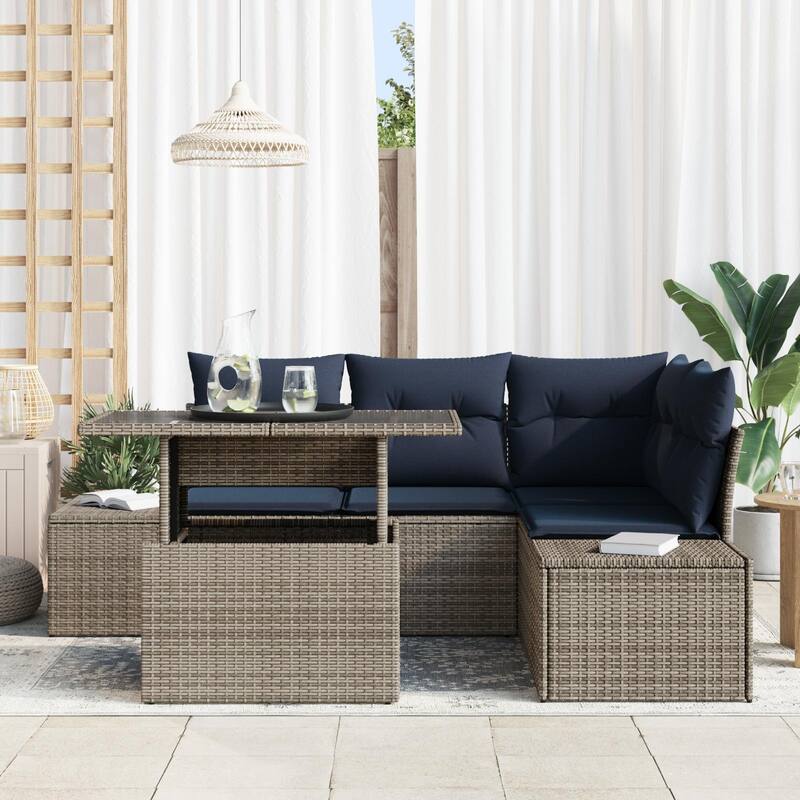 vidaXL 5 Piece Garden Sofa Set with Cushions - 82.3×60.6×27.2