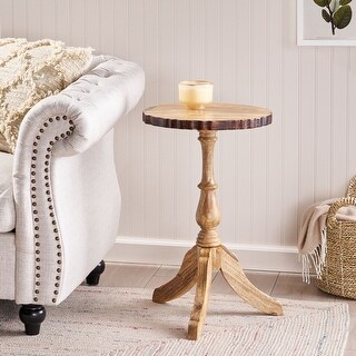 Wooden Round Handcraft Side Table - Bed Bath & Beyond - 42754439