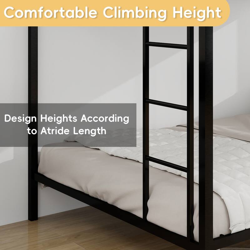 Space-Saving Twin & Full Metal Bunk Bed with Durable Frame for Compact Rooms