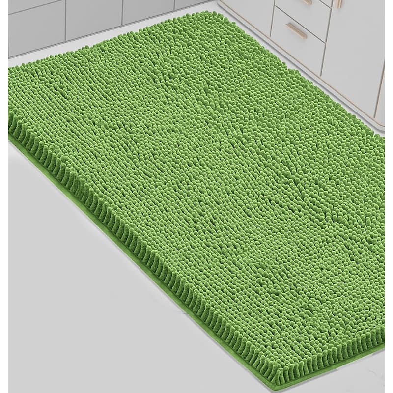 23"x15" - Green Soft Cozy Plush Chenille Bath Mat Bathroom Rug - 23" x 15" - Green