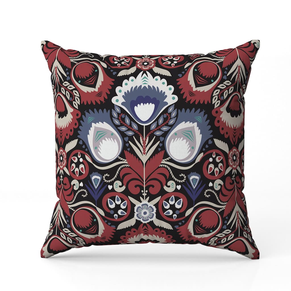 Whimsical Cat Eye Indoor/Outdoor Reversible Throw Pillow Red and Blue