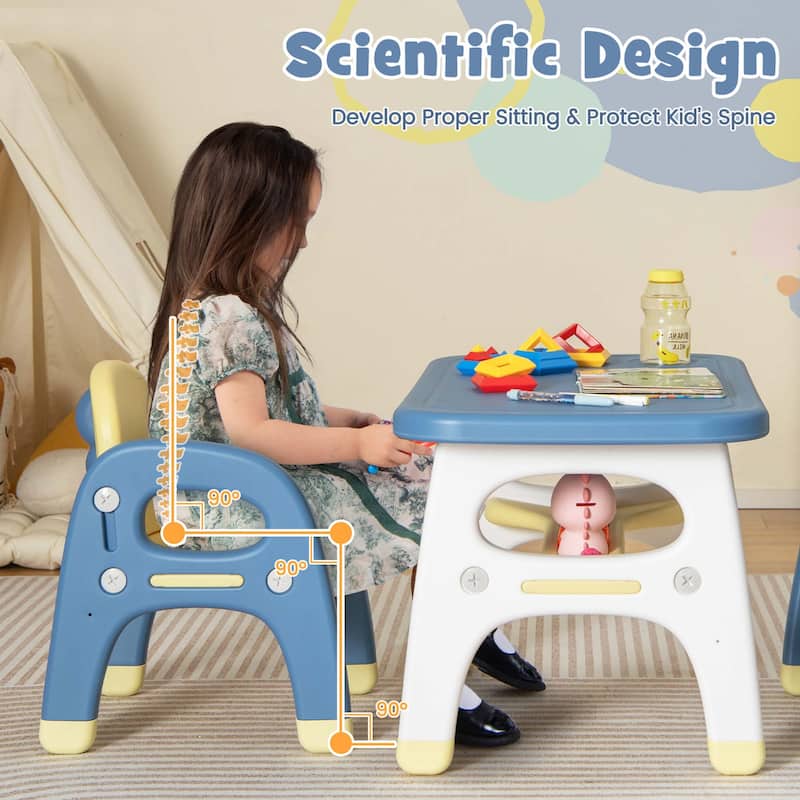 Costway Kids Table and 2 Chairs Set Activity Art Desk with Storage - See Details