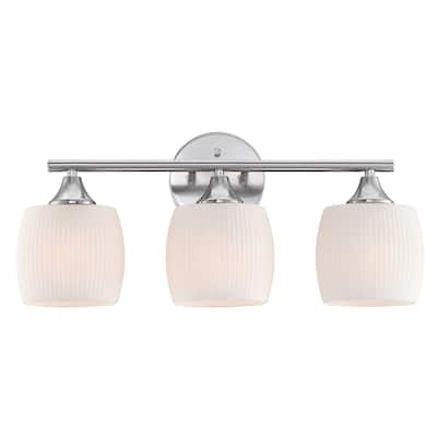 20.4 in. 3-Light Vanity Light with Brush Nickle finish and frosted opal glass