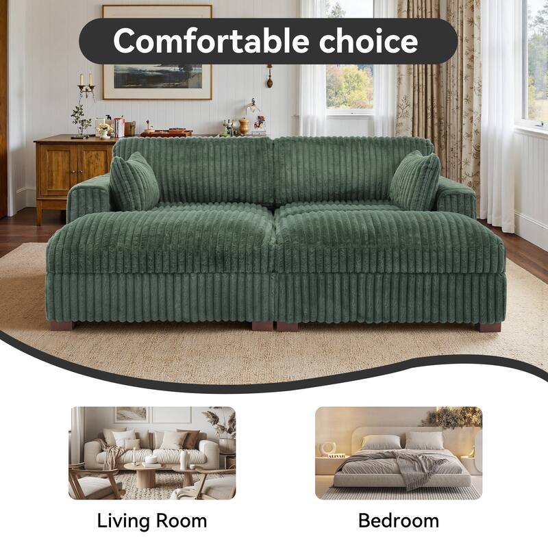 Modern Modular Flannel Fabric Upholstered Sectional Sofa with Square Arm