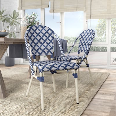 Portia French Metal Wicker Outdoor Bistro Chairs (Set of 2) by Furniture of America - Set of 2
