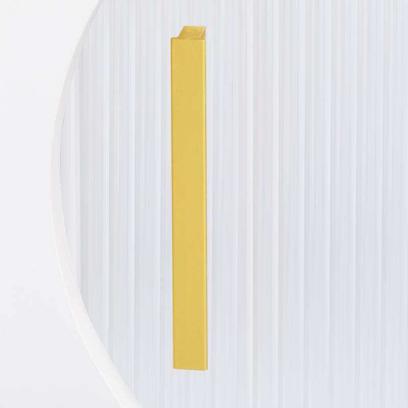 Modern TV Stand with Arched Shelves, Sliding Acrylic Door, Golden Metal Handles, and Ample Storage, Fits TVs up to 70 Inches.