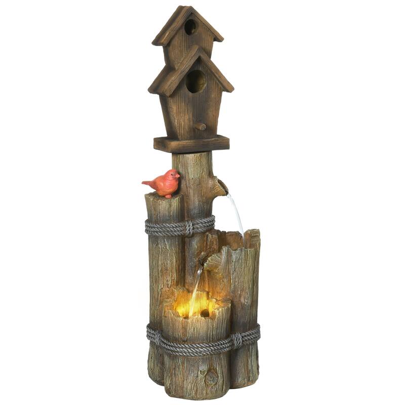 Outsunny Outdoor Fountain with Birdhouse