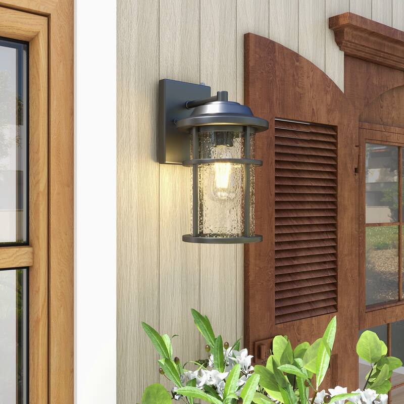 2 Pack 1-Light Black Dusk-to-Dawn Outdoor Wall Light