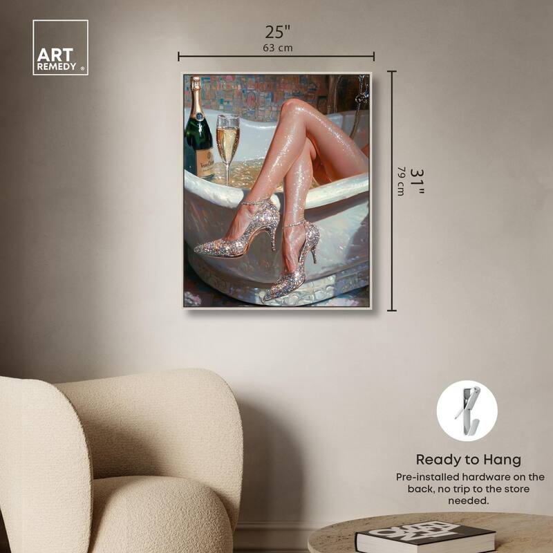 Champagne Bath Party Canvas by Art Remedy