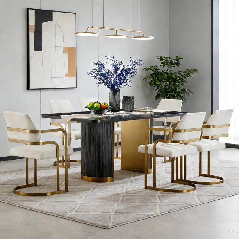 Mid Century Modern Solid Wood Dining Table with Double Pedestal Base