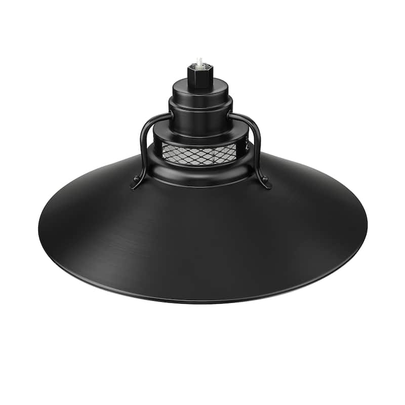 R Series 1-Light Stem Hung Railroad Shade - Satin Black - 18