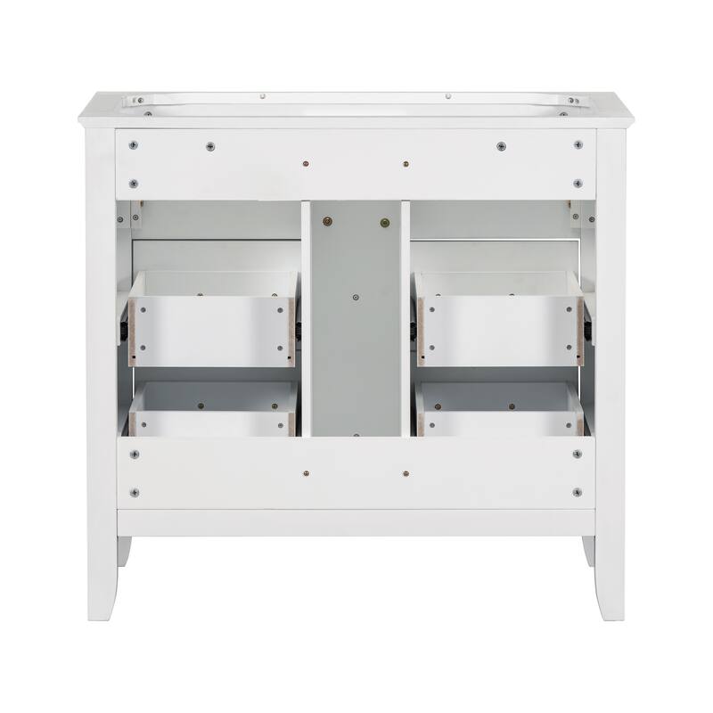 Modern 36 inch Bathroom Vanity without Sink, Solid Wood Frame Bathroom Storage Cabinet with 4 Drawers
