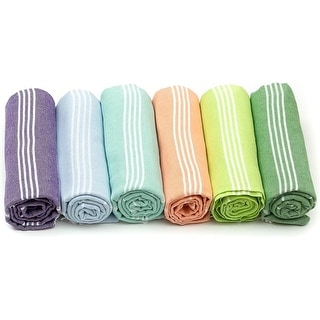 Native Fab Turkish Cotton Beach Towels Set Of 6 – 40x71 Inches, Oversized, Quick-Dry, Sand Resistant