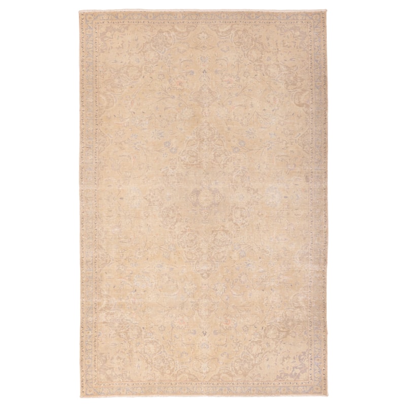 ECARPETGALLERY Hand-knotted Antalya Vintage Khaki Wool Rug - 4'9 x 7'5