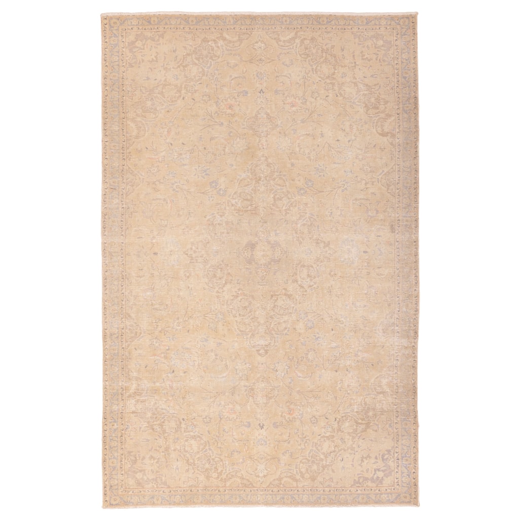 ECARPETGALLERY Hand-knotted Antalya Vintage Khaki Wool Rug - 4'9 x 7'5