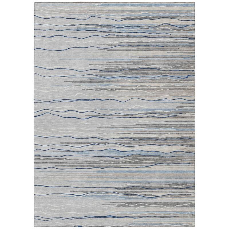 HomeRoots Striped Transitional Rectangle Outdoor Rug