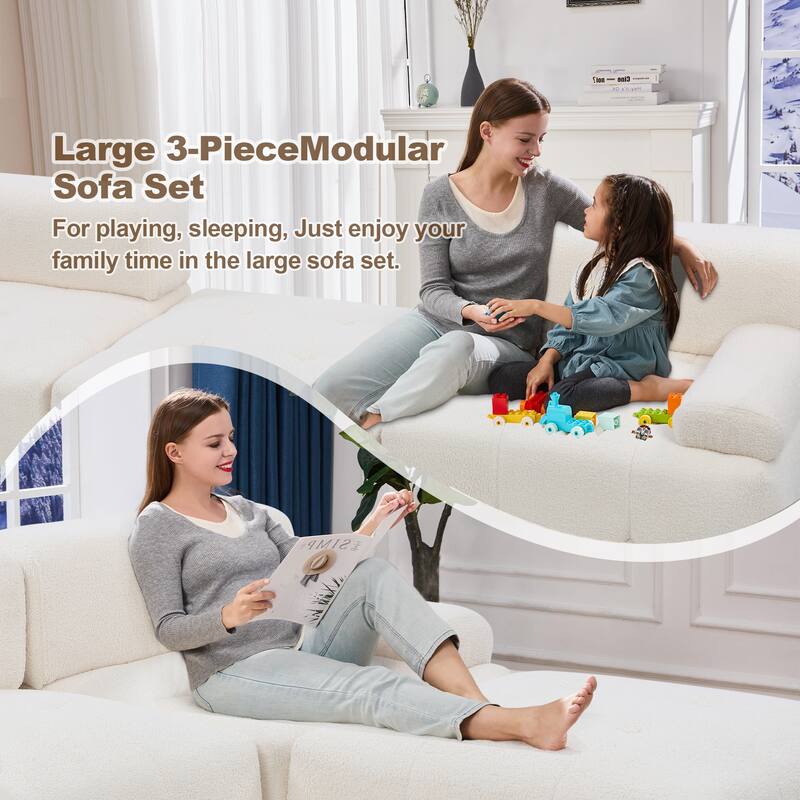 Modular Sectional Sofa, Teddy Fleece Sectional Cloud Couches for Living Room, Modern Sofa DIY Combination Reversible Chaise