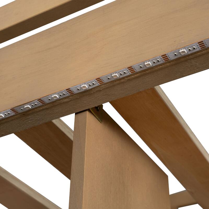 GDFStudio - Solid Wood Loft Bed with Desk, Storage Cabinets, LED and Staircase