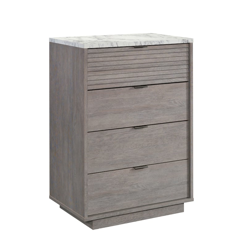 Engineered Wood Contemporary 4-Drawer Chest, Brown