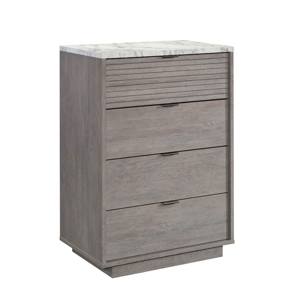 Engineered Wood Contemporary 4-Drawer Chest, Brown
