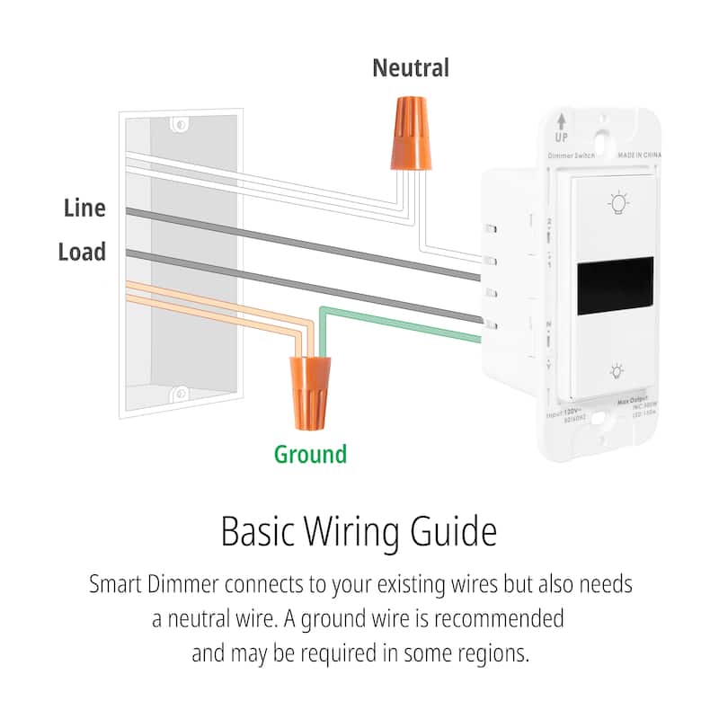 Smart Ligting LED Display Dimmer Switch - WiFi Remote App Control; No Hub Required by JONATHAN Y - White