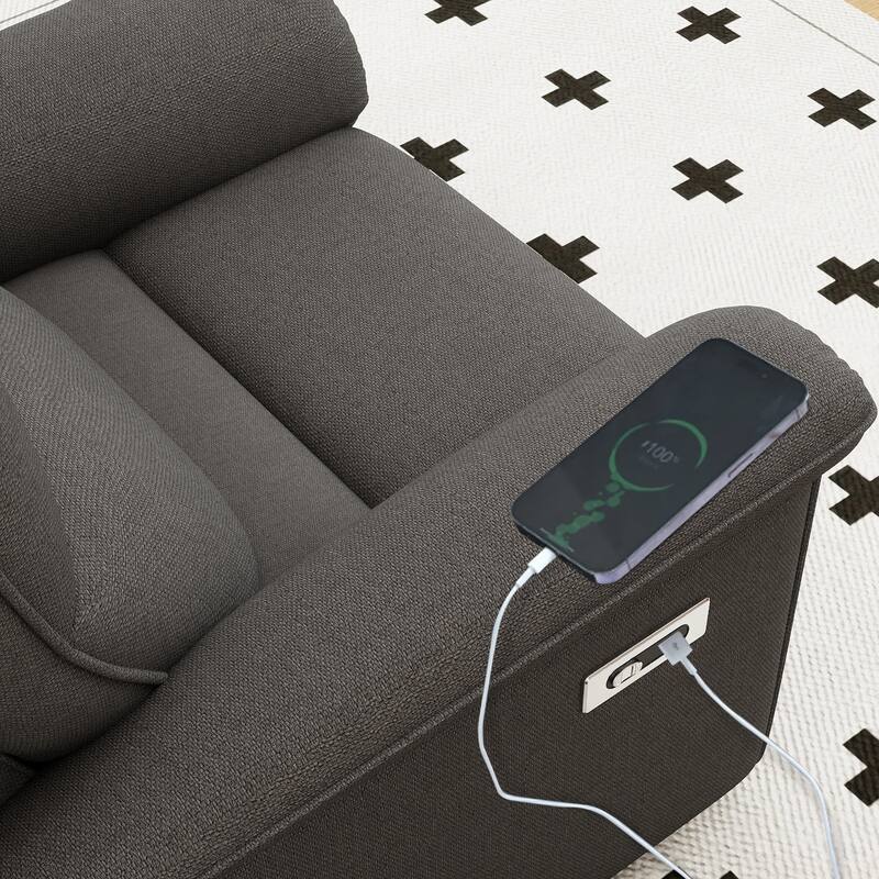 Classic Power Recliner Chair, Upholstered Electric Recliners with USB Type-C Port, Fabric Reclining Single Sofa for Living Room