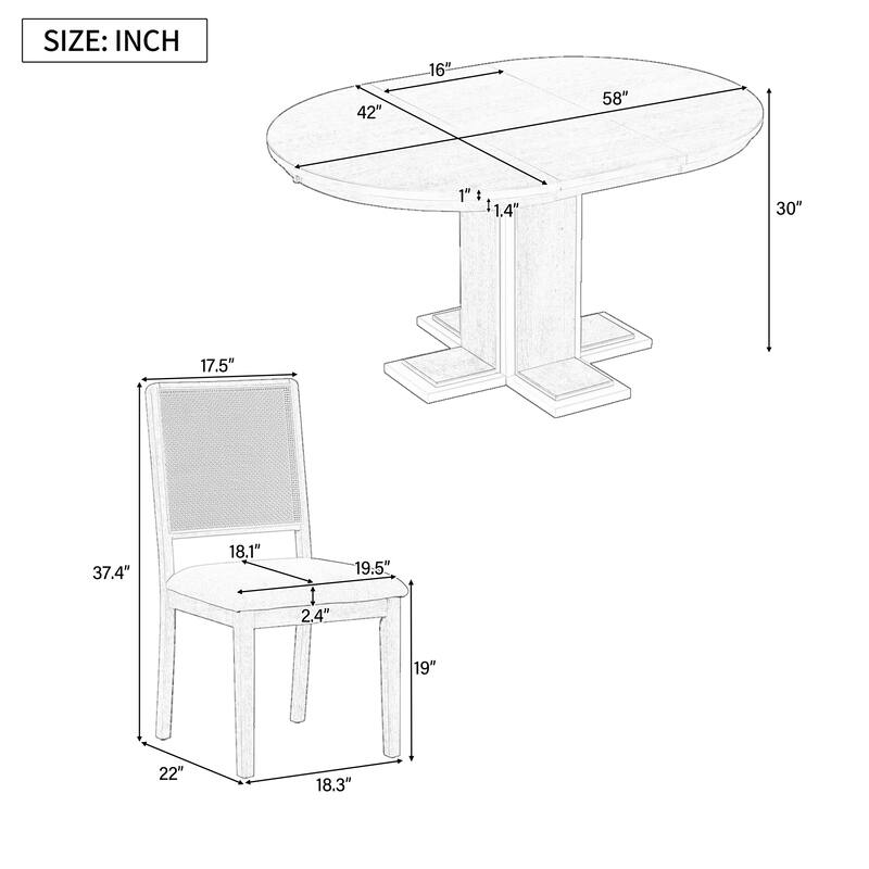 Round Dining Table for 4 with Chairs Set - Espresso