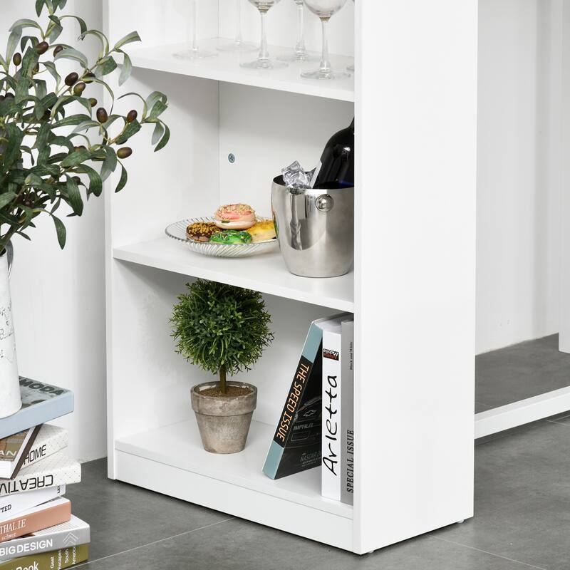 Modern Bar Table Counter Height Dining Table with 3 Storage Shelves for Kitchen, Dining Room, Living Room, White