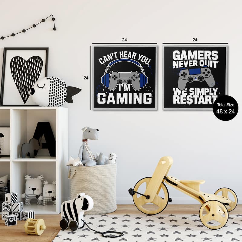 Stupell Hardcore Gamer Expressions Framed Giclee Art Design By Kim Allen (Set of 2)