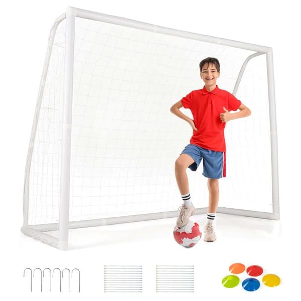 slide 2 of 10, Costway All Weather Soccer Goal Football Training Equipment with - See Details White - See Details