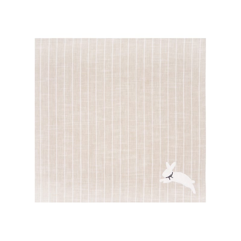 White Bunny Hop Stripe Napkin Set of 6 - Beige