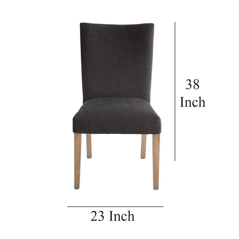 Zeus Dining Side Chair Set of 2, Black Fabric, Gray Tapered Legs