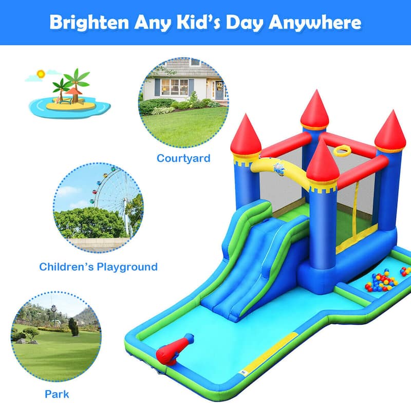 Gymax Inflatable Bouncer Climbing Slide Bounce House Water Park