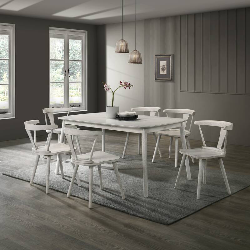 Wood Dining Chair Solid Chair Set of 2 - White