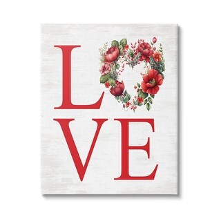 Stupell Love with Heart Wreath Canvas Wall Art Design by Lettered and ...