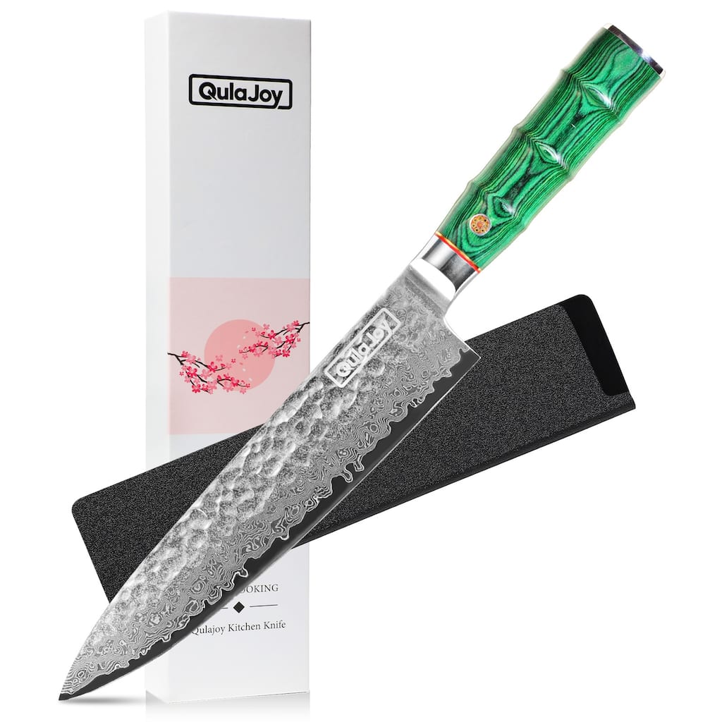 8" Japanese Chef Knife, 67-Layer Damascus VG-10 Hand-Hammered