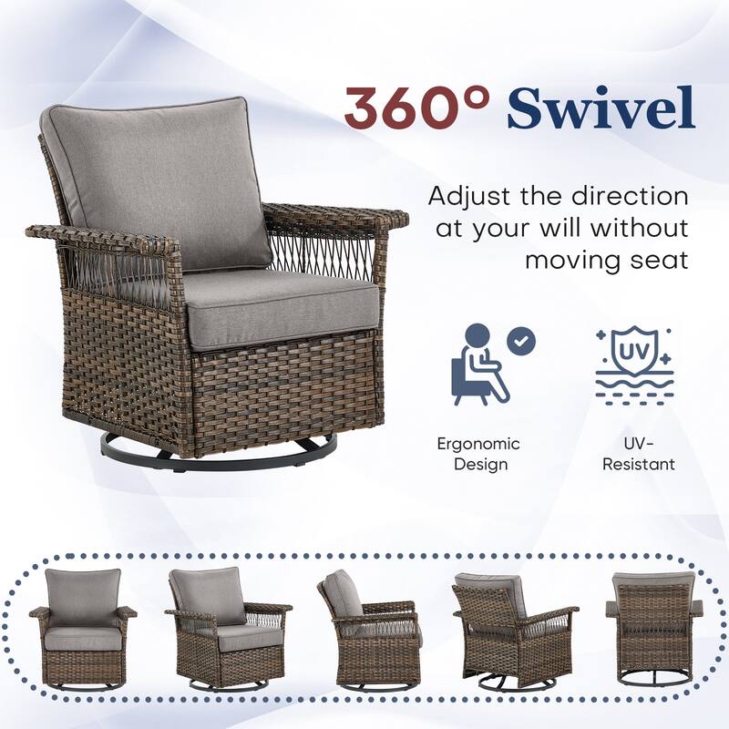 Gymojoy 2 Pieces Patio Swivel Rocker Wicker Chairs
