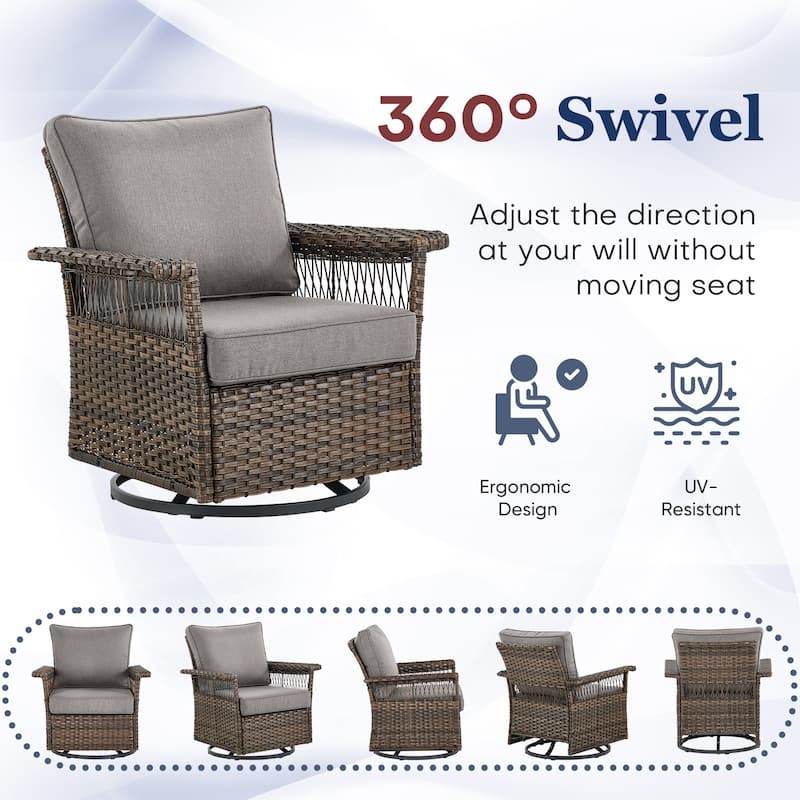 Gymojoy 5 Pieces Outdoor Wicker Sofa with Chairs and Ottomans