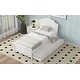 preview thumbnail 5 of 11, Wood Platform Bed with Flower Shape Headboard & Trundle Bed, White