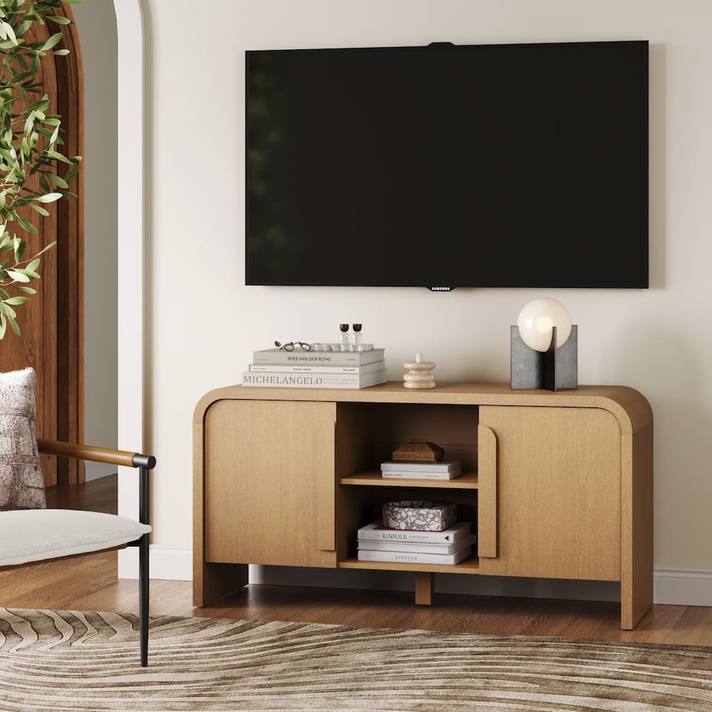 Iris Mid Century Modern Minimalist TV Stand with Storage, Media Console Cabinet for TVs Up To 50"