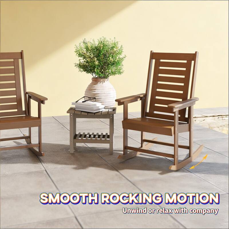 GDFStudio - Oliver Classic HDPE Outdoor Rocking Chair Set