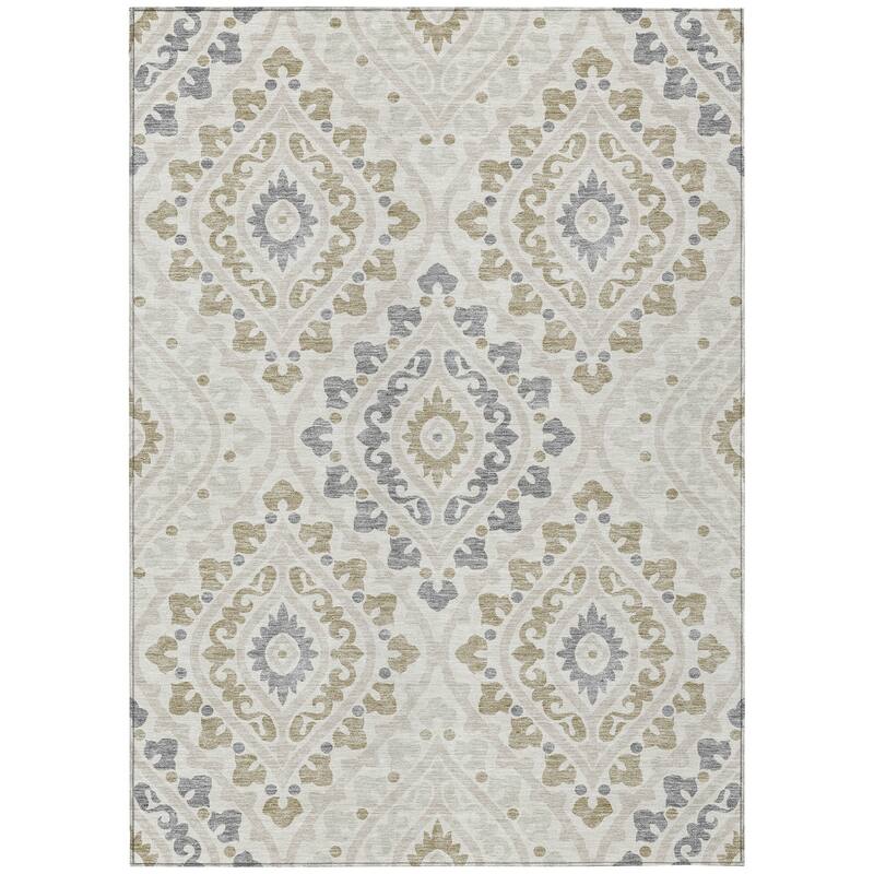 Machine Washable Indoor/ Outdoor Chantille Ttransitional Medallion Rug