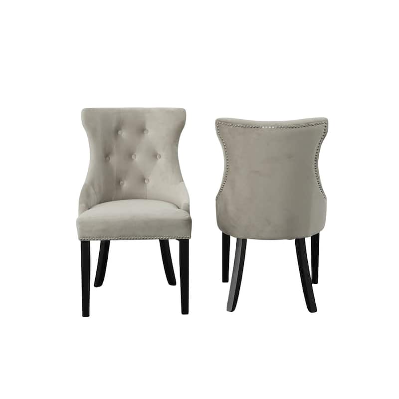 Tufted Back Upholstered Dining Chair - 35" - Gray - Set of 2