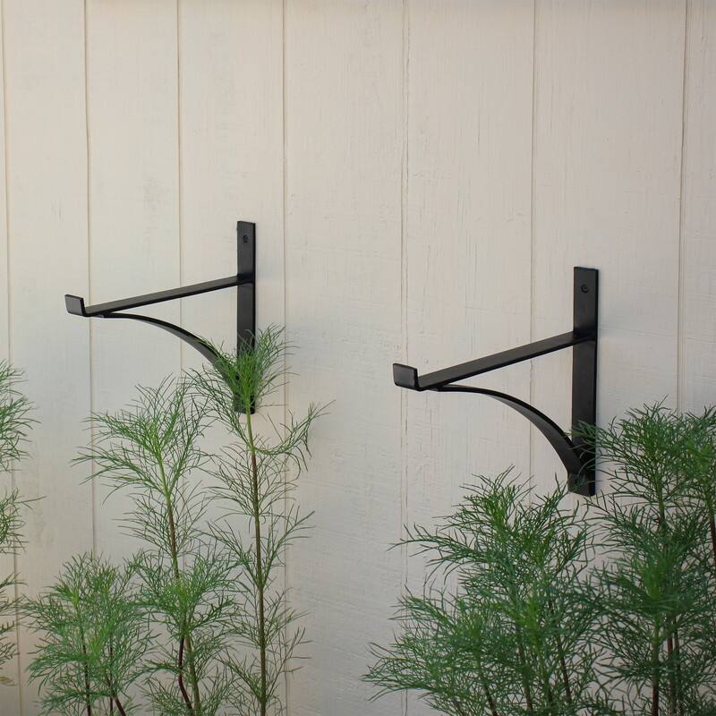 Achla Designs Rookwood Brackets for Shelf Mantle Flower Box, Set of 2, 12.5 Inch Wide, Black Powder Coat Finish